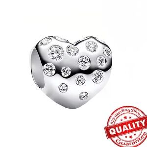 NWOT Sterling Silver Diamond Heart Charm Sterling Silver 925